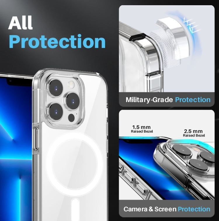 For iPhone 13 Pro NORTHJO 5 in 1 Magsafe Clear Phone Case with 2pcs Screen Film + 2pcs Rear Lens Film