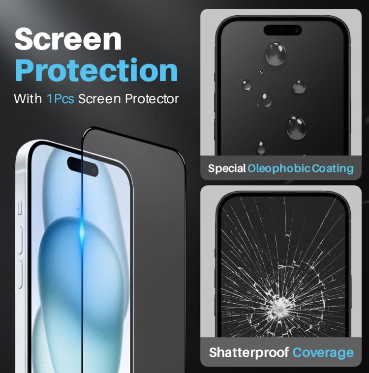 For iPhone 15 Plus NORTHJO 3 in 1 Clear Phone Case with Screen Film + Rear Lens Film