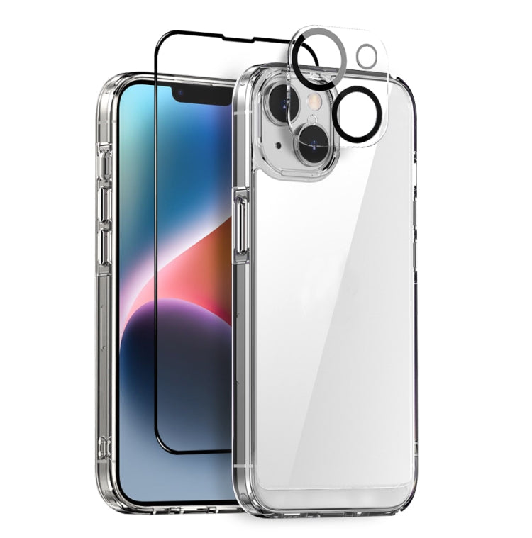 For iPhone 14 Plus NORTHJO 3 in 1 Clear Phone Case with Screen Film + Rear Lens Film