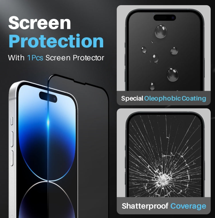 For iPhone 14 Pro Max NORTHJO 3 in 1 Clear Phone Case with Screen Film + Rear Lens Film