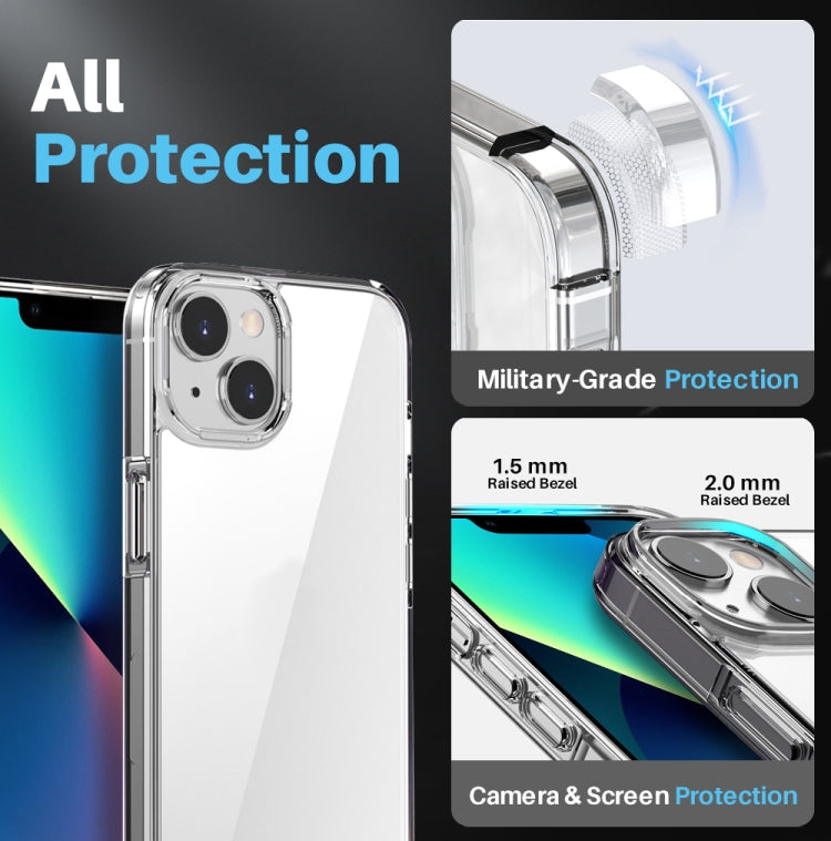 For iPhone 13 NORTHJO 3 in 1 Clear Phone Case with Screen Film + Rear Lens Film