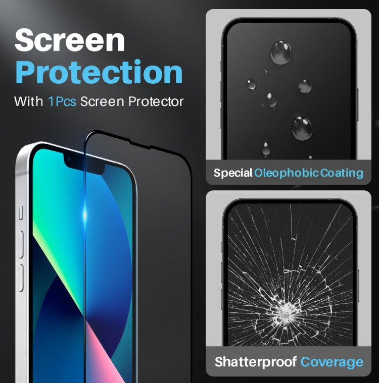 For iPhone 13 NORTHJO 3 in 1 Clear Phone Case with Screen Film + Rear Lens Film
