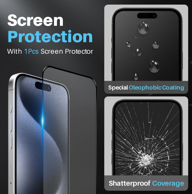For iPhone 15 Pro Max NORTHJO 3 in 1 Magsafe Clear Phone Case with Screen Film + Rear Lens Film