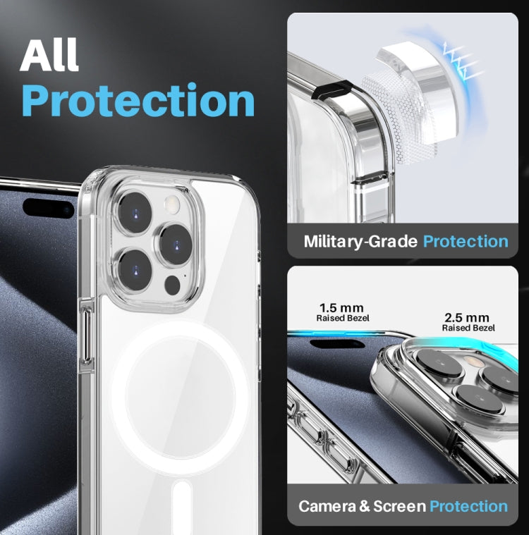 For iPhone 15 Pro NORTHJO 3 in 1 Magsafe Clear Phone Case with Screen Film + Rear Lens Film