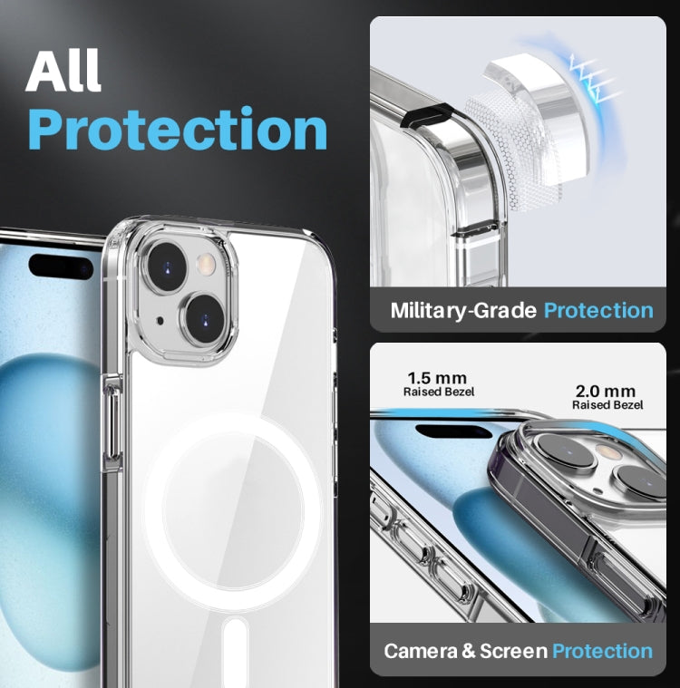 For iPhone 15 Plus NORTHJO 3 in 1 Magsafe Clear Phone Case with Screen Film + Rear Lens Film