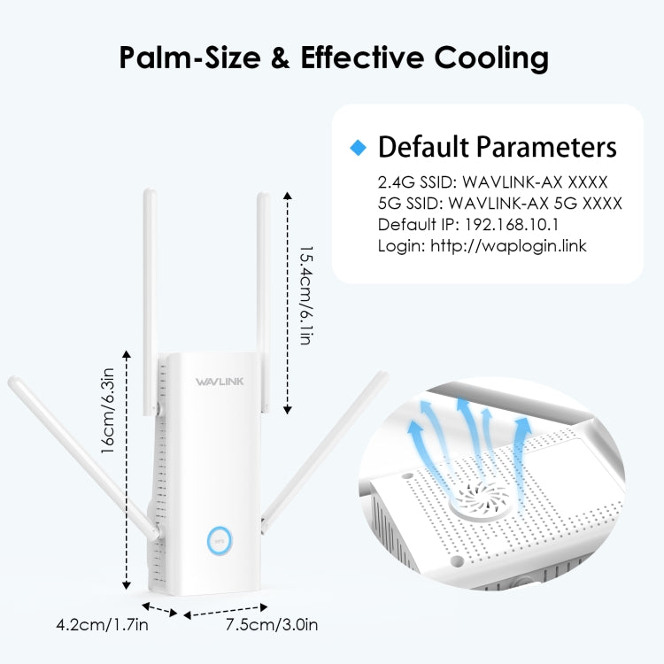Wavlink WN583AX3 AX3000 Dual Band WiFi Repeater/AP/Router/Mesh Mode WiFi Extender, Plug:EU Plug