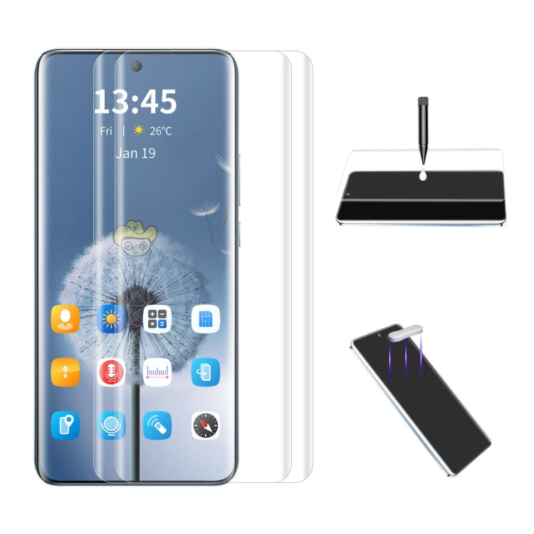 For vivo X90 Pro+ 2pcs ENKAY Hat-Prince UV Full Glue Tempered Glass Film
