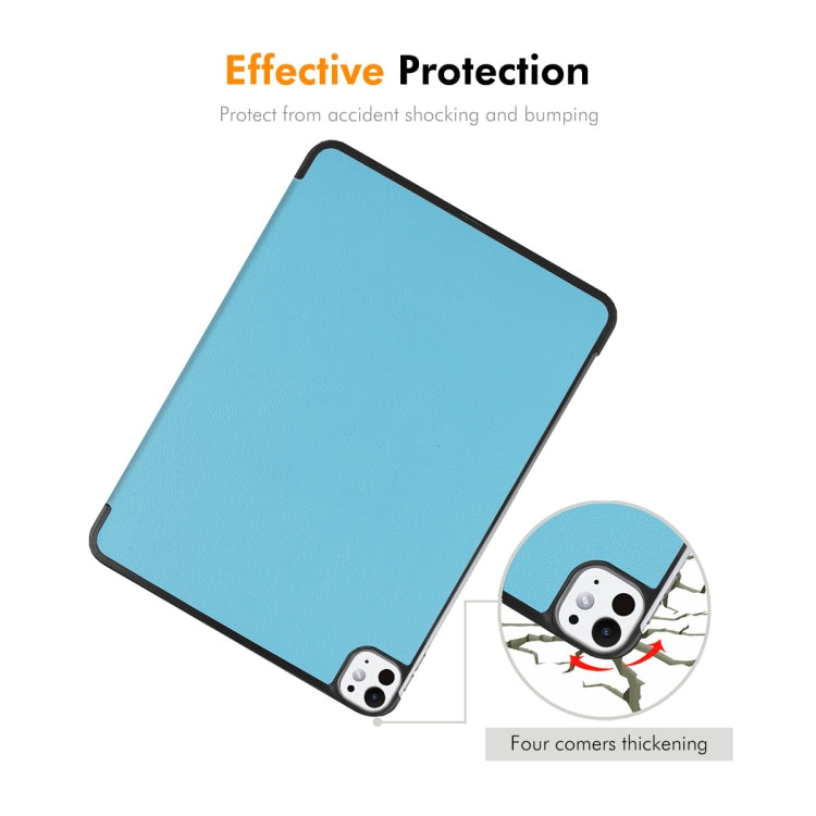 For iPad Pro 11 2025 / 2024 ENKAY Tri-fold Custer Texture Platic Leather Smart Tablet Case(Dark Blue)
