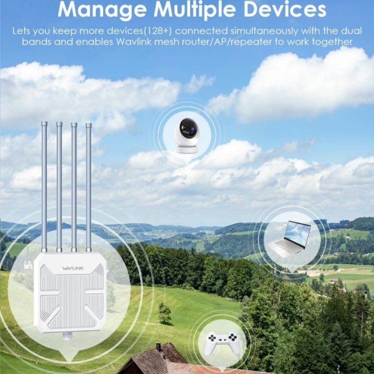 WAVLINK WN573HX3 AX3000 Waterproof Outdoor WiFi Wireless Outdoor Dual Band Router, Plug:US Plug