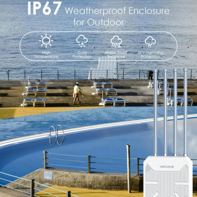 WAVLINK WN573HX3 AX3000 Waterproof Outdoor WiFi Wireless Outdoor Dual Band Router, Plug:EU Plug
