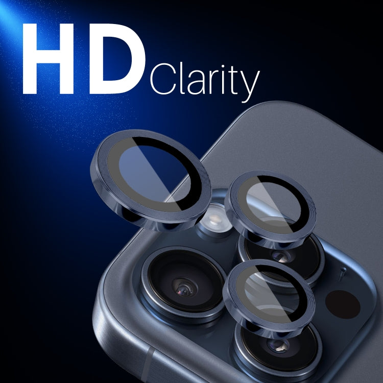 For iPhone 15 Pro / 15 Pro Max NORTHJO 2 Set 6pcs Camera Lens Protector Cover Metal Ring(Blue)