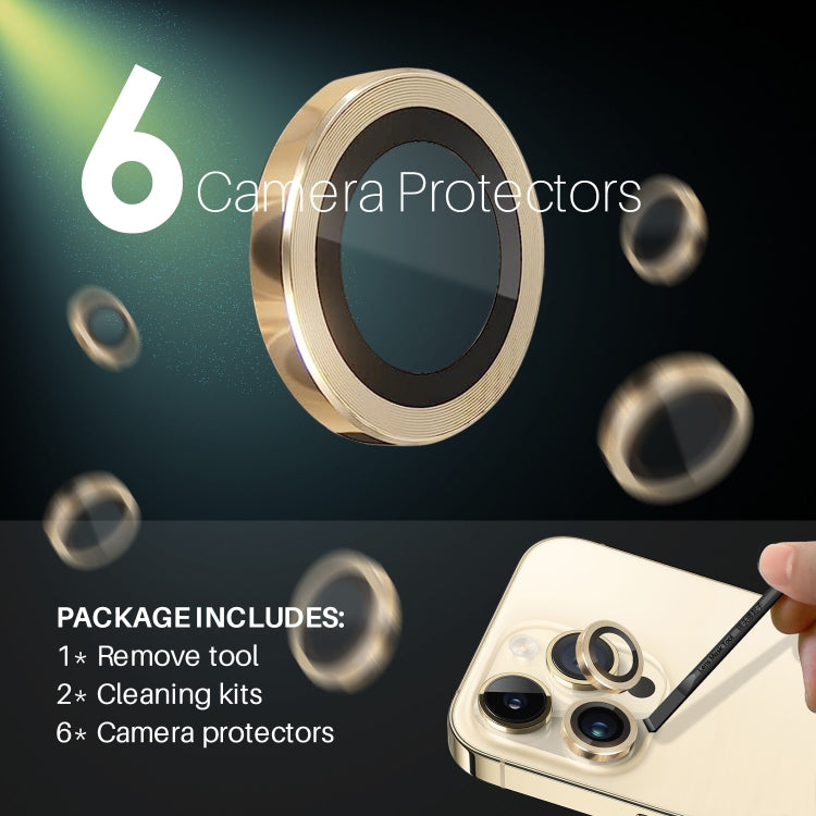 For iPhone 15 Pro / 15 Pro Max NORTHJO 2 Set 6pcs Camera Lens Protector Cover Metal Ring(Gold)