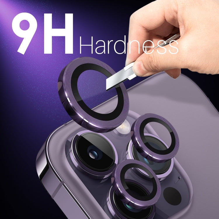 For iPhone 15 Pro / 15 Pro Max NORTHJO 2 Set 6pcs Camera Lens Protector Cover Metal Ring(Purple)