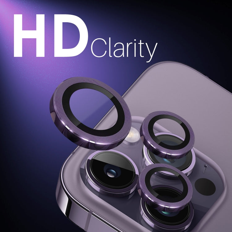 For iPhone 15 Pro / 15 Pro Max NORTHJO 2 Set 6pcs Camera Lens Protector Cover Metal Ring(Purple)