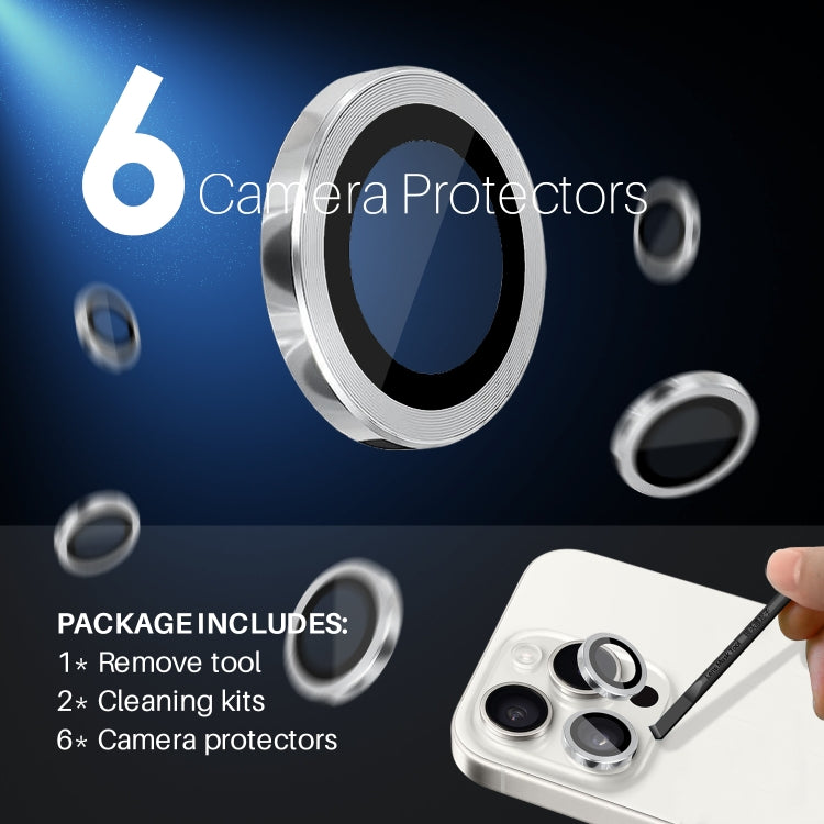 For iPhone 15 / 15 Plus / 14 / 14 Plus NORTHJO 3 Set 6pcs Camera Lens Protector Cover Metal Ring Film(Silver)
