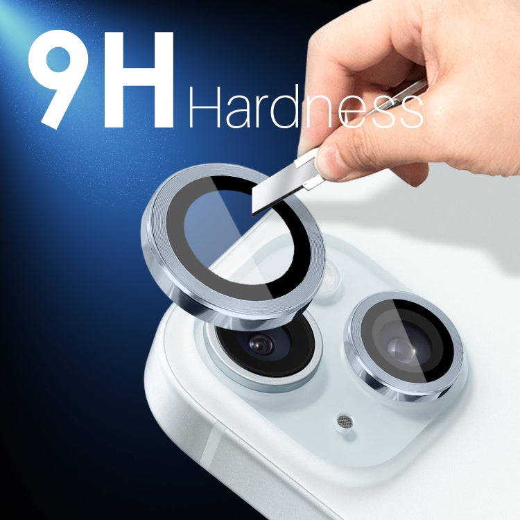 For iPhone 15 / 15 Plus / 14 / 14 Plus NORTHJO 3 Set 6pcs Camera Lens Protector Cover Metal Ring Film(Blue)