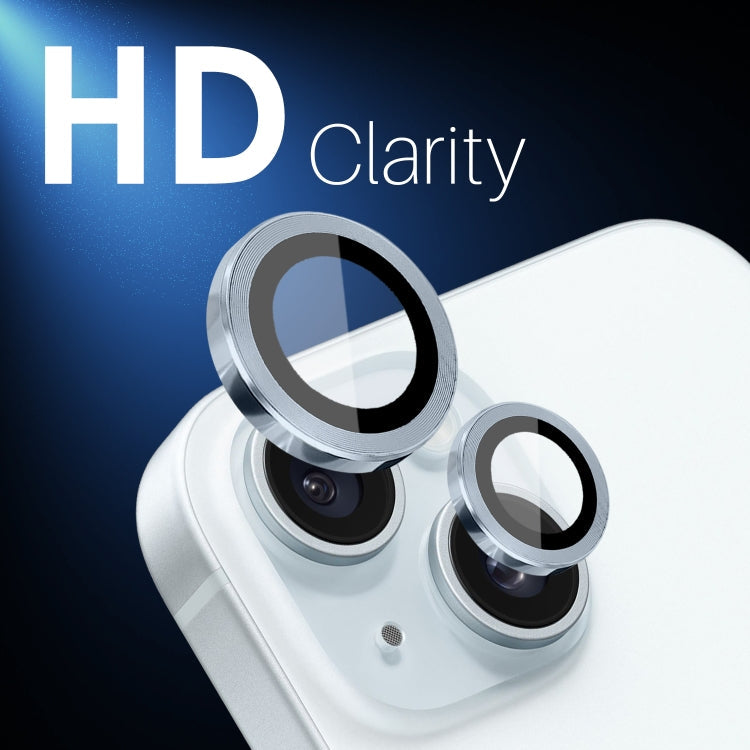 For iPhone 15 / 15 Plus / 14 / 14 Plus NORTHJO 3 Set 6pcs Camera Lens Protector Cover Metal Ring Film(Blue)