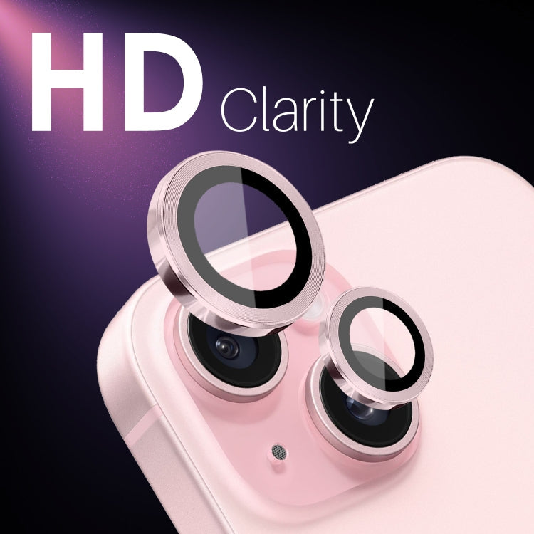 For iPhone 15 / 15 Plus / 14 / 14 Plus NORTHJO 3 Set 6pcs Camera Lens Protector Cover Metal Ring Film(Pink)