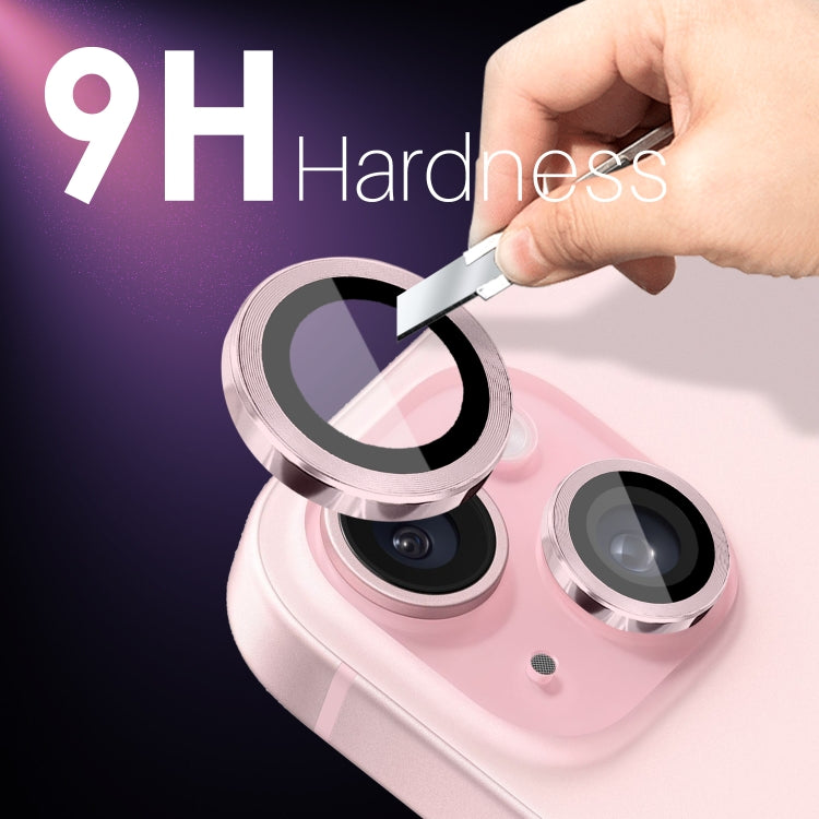 For iPhone 15 / 15 Plus / 14 / 14 Plus NORTHJO 3 Set 6pcs Camera Lens Protector Cover Metal Ring Film(Pink)