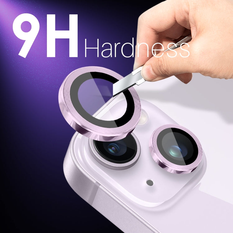 For iPhone 15 / 15 Plus / 14 / 14 Plus NORTHJO 3 Set 6pcs Camera Lens Protector Cover Metal Ring Film(Purple)