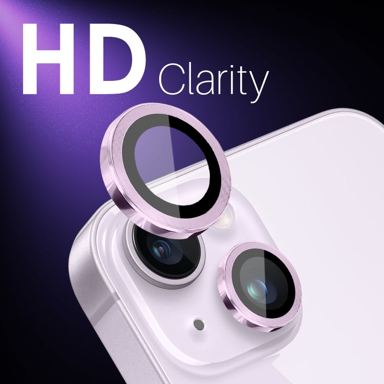 For iPhone 15 / 15 Plus / 14 / 14 Plus NORTHJO 3 Set 6pcs Camera Lens Protector Cover Metal Ring Film(Purple)