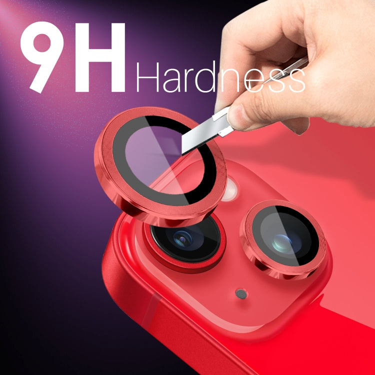 For iPhone 15 / 15 Plus / 14 / 14 Plus NORTHJO 3 Set 6pcs Camera Lens Protector Cover Metal Ring Film(Red)