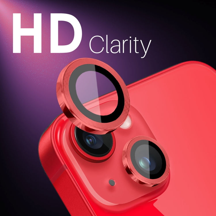 For iPhone 15 / 15 Plus / 14 / 14 Plus NORTHJO 3 Set 6pcs Camera Lens Protector Cover Metal Ring Film(Red)