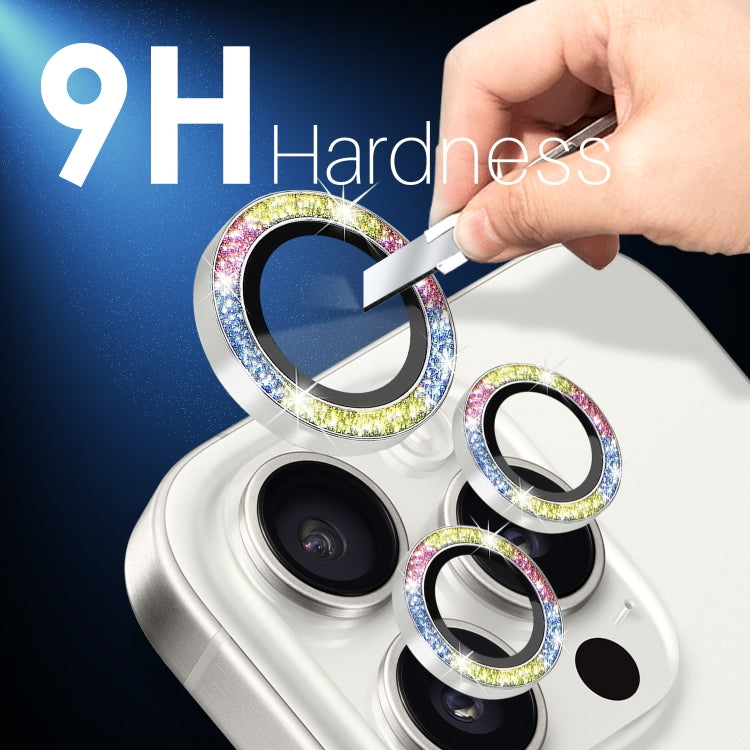 For iPhone 15 Pro / 15 Pro Max NORTHJO 2 Set 6pcs Camera Lens Protector Glitter Metal Ring Film(Colorful)
