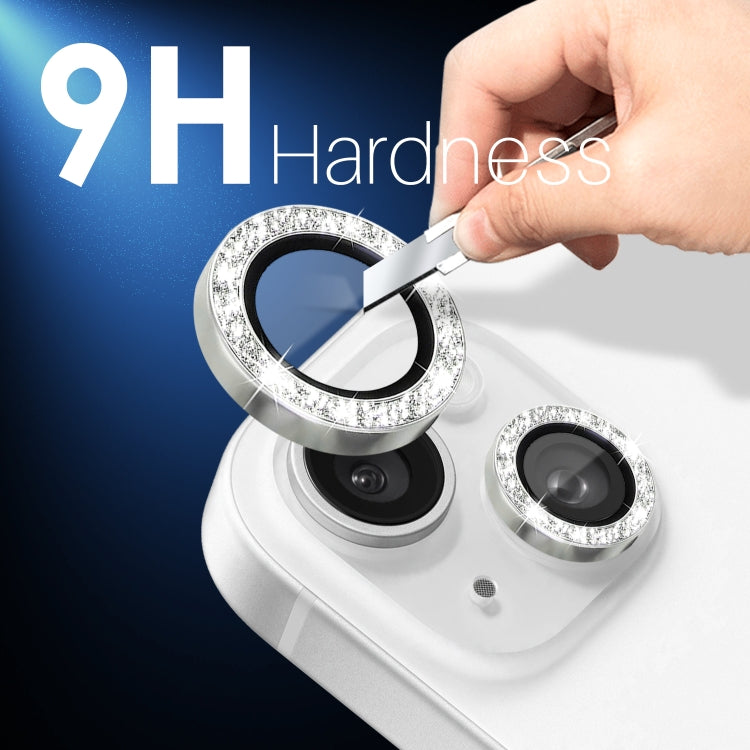 For iPhone 15 / 15 Plus / 14 / 14 Plus NORTHJO 3 Set 6pcs Camera Lens Protector Glitter Metal Ring Film(Silver)