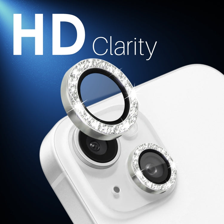 For iPhone 15 / 15 Plus / 14 / 14 Plus NORTHJO 3 Set 6pcs Camera Lens Protector Glitter Metal Ring Film(Silver)