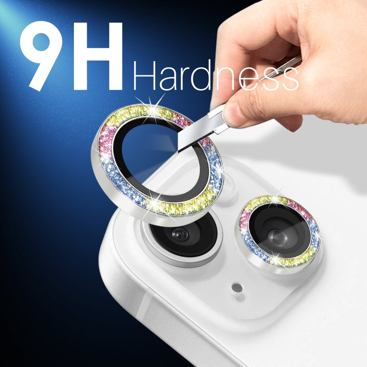 For iPhone 15 / 15 Plus / 14 / 14 Plus NORTHJO 3 Set 6pcs Camera Lens Protector Glitter Metal Ring Film(Colorful)