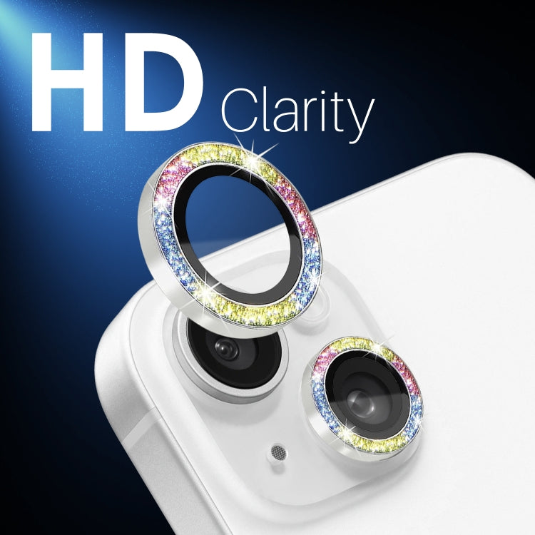 For iPhone 15 / 15 Plus / 14 / 14 Plus NORTHJO 3 Set 6pcs Camera Lens Protector Glitter Metal Ring Film(Colorful)
