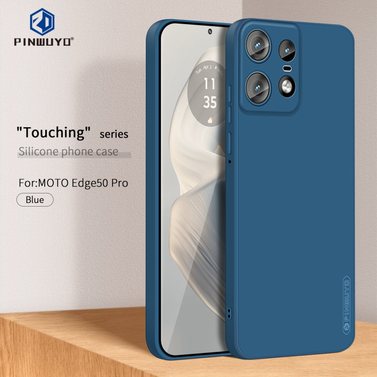 For Motorola Edge 50 Pro PINWUYO Sense Series Liquid Silicone TPU Phone Case(Blue)
