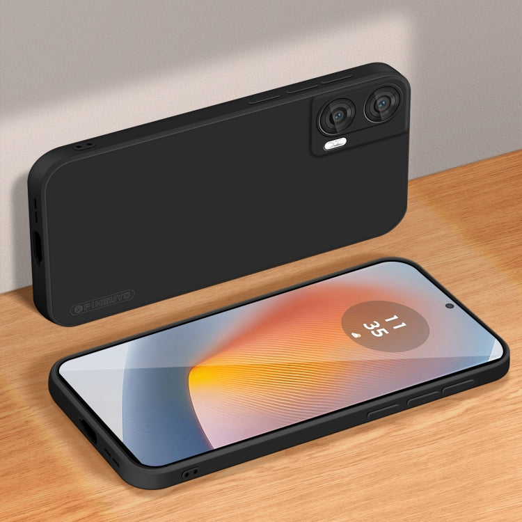 For Motorola Moto G85 PINWUYO Sense Series Liquid Silicone TPU Phone Case(Black)