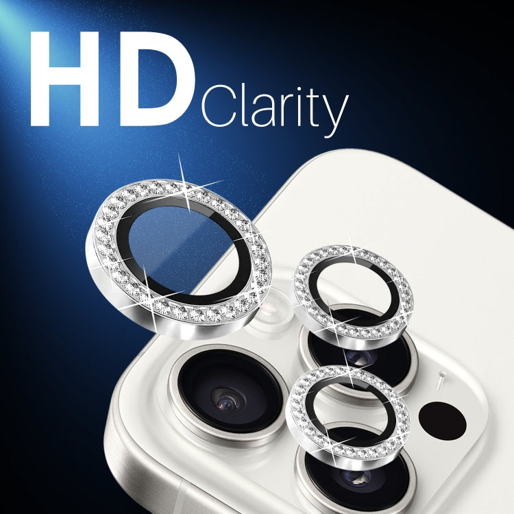 For iPhone 15 Pro / 15 Pro Max NORTHJO 2 Set 6Pcs Camera Lens Protector Diamond Metal Ring Film(Silver)