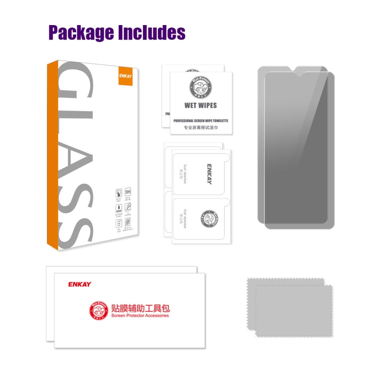 For Tecno POP 7 2pcs ENKAY Hat-Prince 28 Degree Anti-peeping Privacy Tempered Glass Film