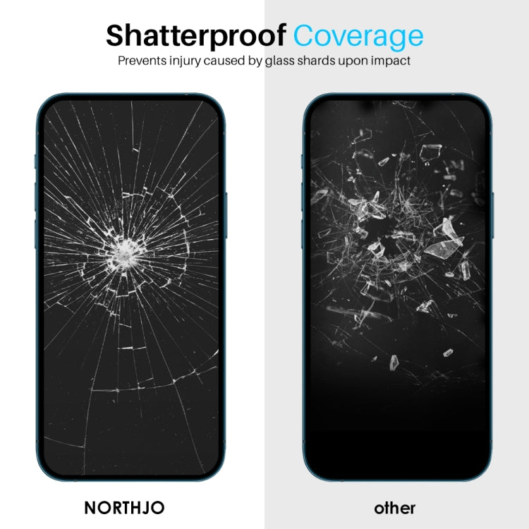 For iPhone 14 Plus NORTHJO 2pcs A++ Screen Protector Tempered Glass Film with Installation Frame
