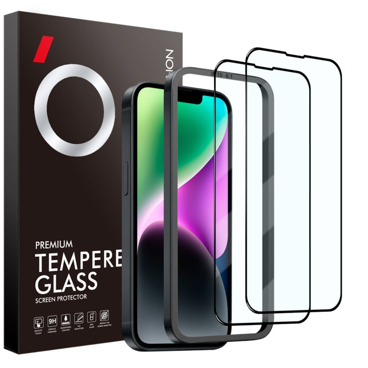 For iPhone 14 NORTHJO 2pcs A++ Tempered Glass Film with Installation Frame