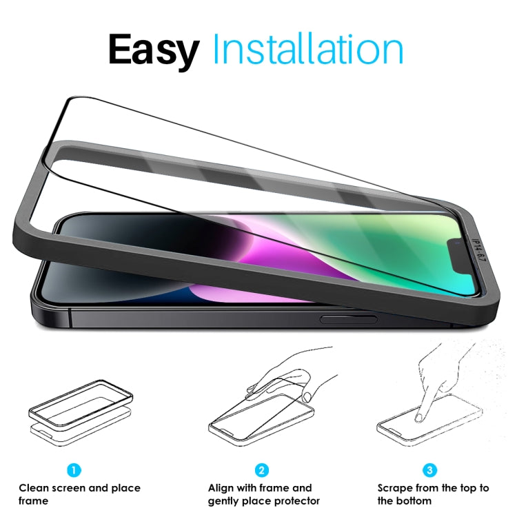 For iPhone 14 Plus NORTHJO 2pcs A++ Tempered Glass Film with Installation Frame
