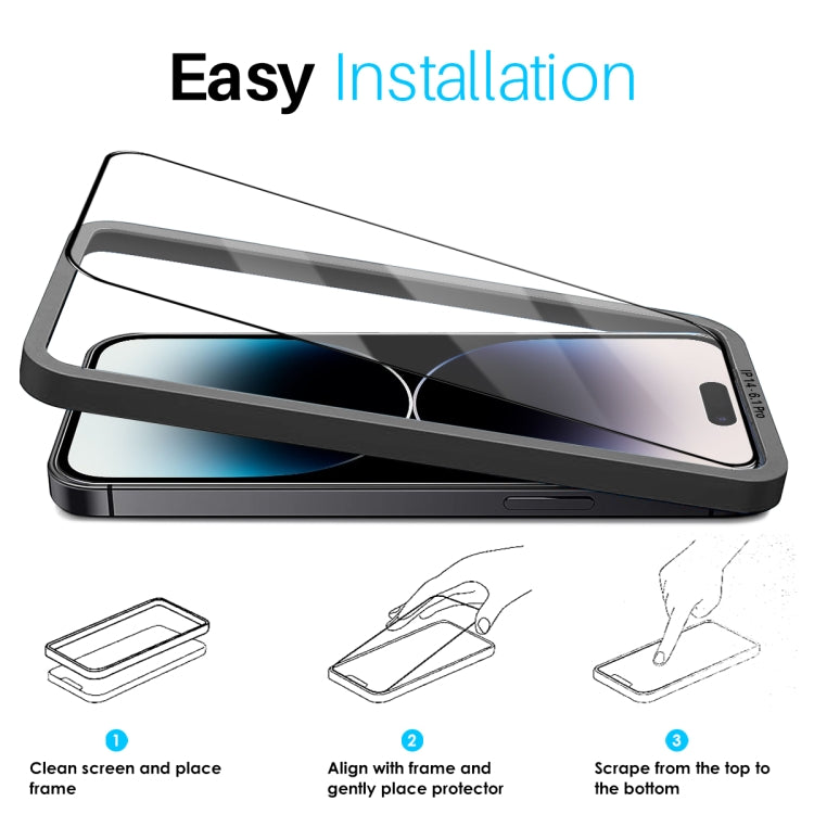 For iPhone 14 Pro NORTHJO 2pcs A++ Tempered Glass Film with Installation Frame
