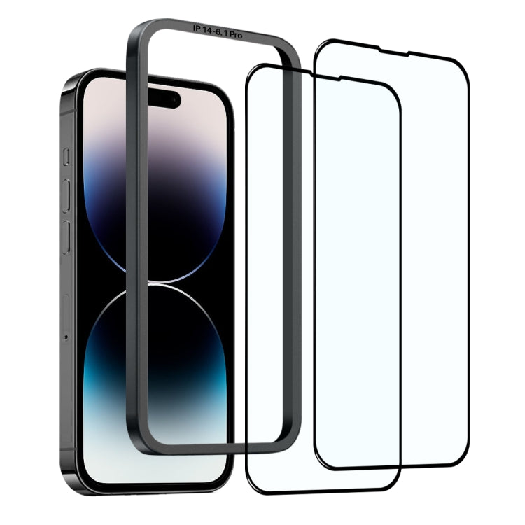 For iPhone 14 Pro Max NORTHJO 2pcs A++ Tempered Glass Film with Installation Frame