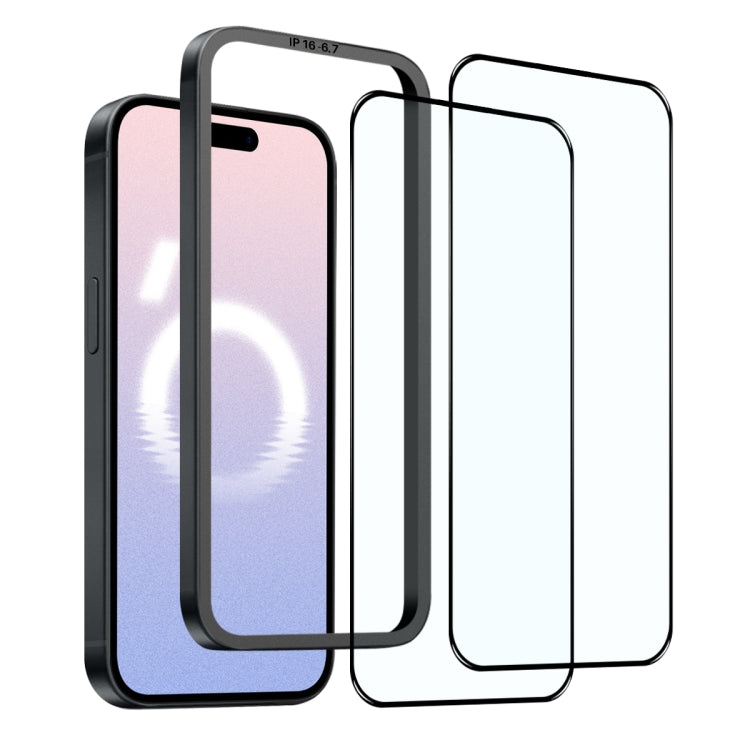 For iPhone 16 Plus NORTHJO 2pcs A++ Tempered Glass Film with Installation Frame