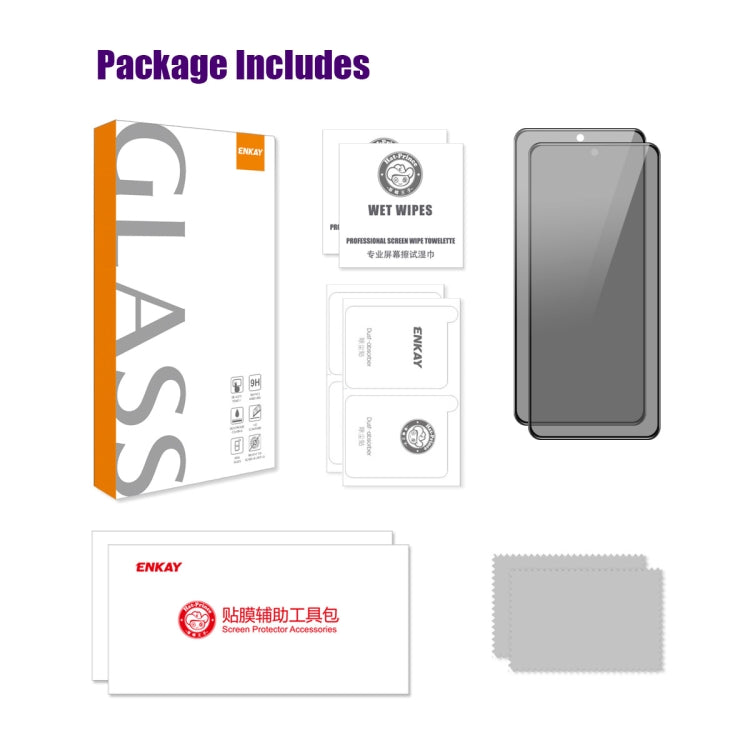 For OPPO A2 / A79 2pcs ENKAY Hat-Prince 28 Degree Anti-peeping Privacy Silk Print Tempered Glass Film