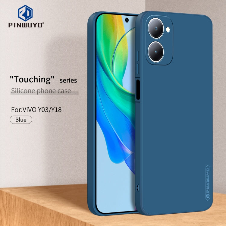 For vivo Y03 / Y18 PINWUYO Sense Series Liquid Silicone TPU Phone Case(Blue)