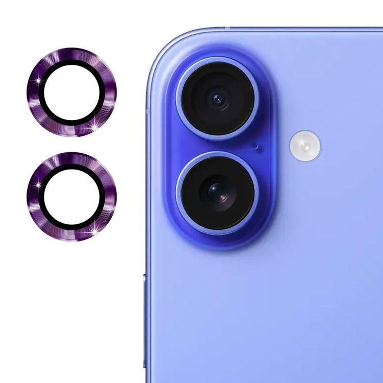For iPhone 16 / 16 Plus ENKAY 9H Rear Lens Aluminium Alloy Tempered Glass Film(Dark Blue)
