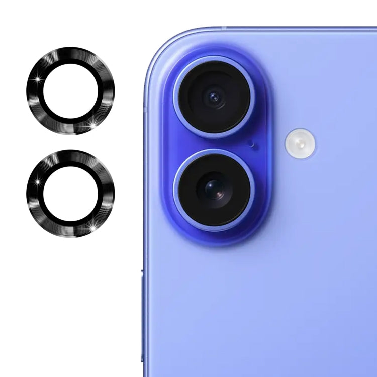 For iPhone 16 / 16 Plus ENKAY 9H Rear Lens Aluminium Alloy Tempered Glass Film(Black)