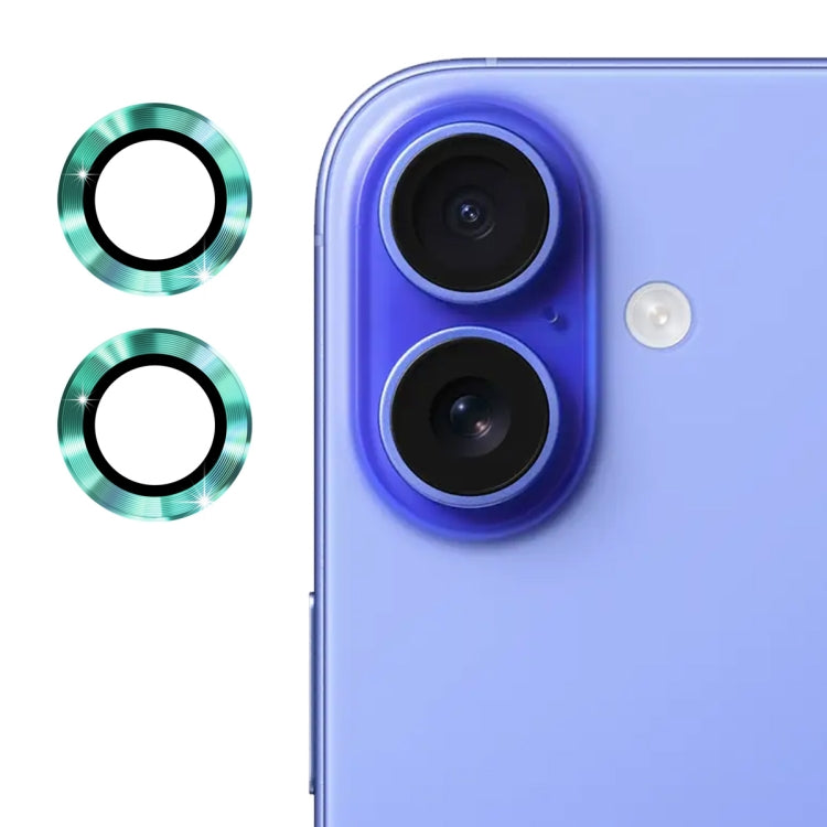For iPhone 16 / 16 Plus ENKAY 9H Rear Lens Aluminium Alloy Tempered Glass Film(Cyan)