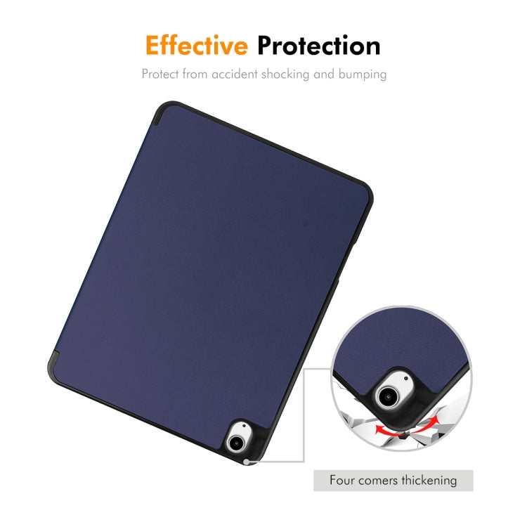 For iPad Air 13 2026 / 2025 / 2024 ENKAY Tri-fold Custer Texture TPU Leather Smart Tablet Case with Pen Slot(Dark Green)