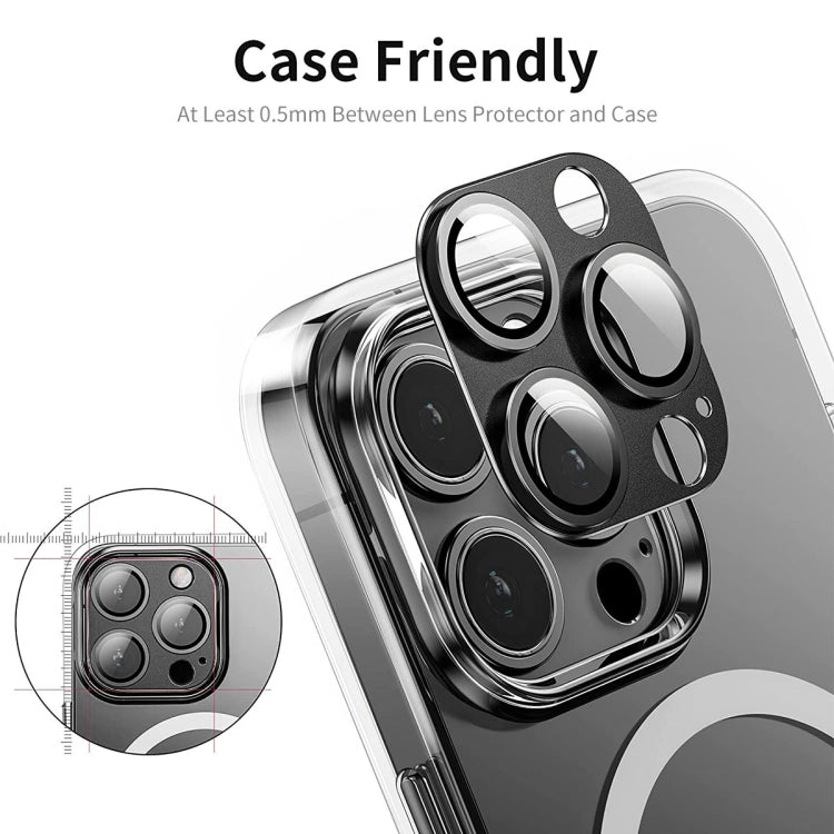For iPhone 16 Pro / 16 Pro Max ENKAY Anti-reflection Camera Lens Aluminium Alloy Tempered Glass Film(Black)