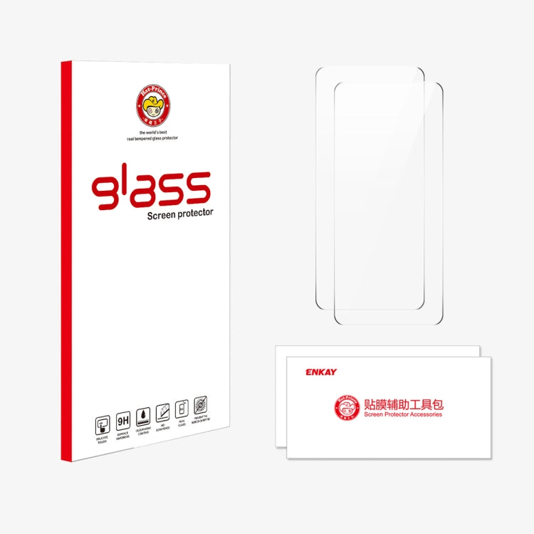 For Samsung Galaxy M35 / A35 2pcs ENKAY 9H Big Arc Edge High Aluminum-silicon Tempered Glass Film